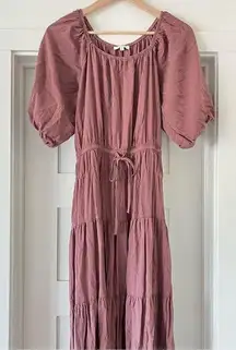 Brown Puff Sleeve Maxi Dress