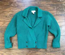 JACK vintage •  Winter cropped teal wool sweater cardigan double breasted chunky