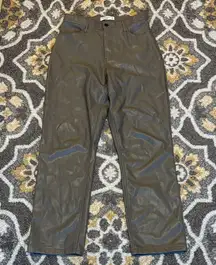 Abercrombie & Fitch Vegan Leather 90’s Straight Ultra High Rise Pants Taupe 8