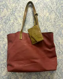 Joy Susan Vegan Leather Burgundy And Olive Green Tote Purse Set