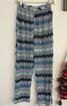 NWT MISSONI KNIT PANTS BLUE WHITE