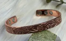 Magnetic copper tone cuff bracelet
