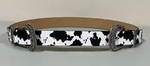 Black White Animal Cow Print Double Buckle Belt O/S 🤍🖤🐮