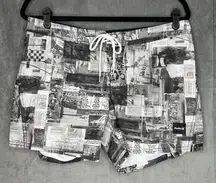 Hurley Womens Board Shorts Size 7 Black Gray Graphic‎ Print Drawstring