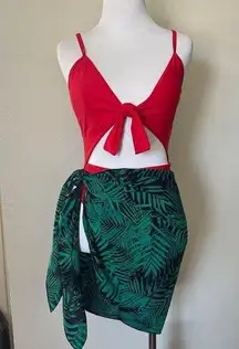 Women’s swimsuit set/ one piece and sarong bikini wrap