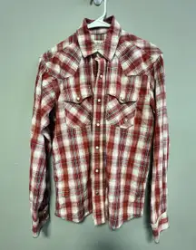 Ariat Women's Red Plaid Shirt Button Up Small Retro Fit