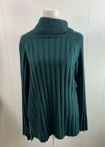Sanctuary Rib Turtleneck Tunic Sweater in Green Size XXS Runs big