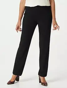 Susan Graver Essentials 2X Tall Black Liquid Knit Straight Leg Pants A228083
