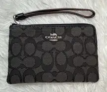 COACH Black Gray Signature Canvas Wristlet