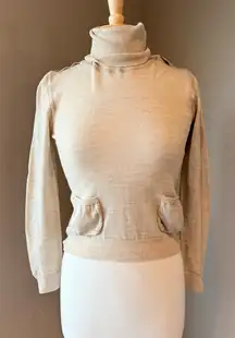 Chloé Beige Wool Turtleneck Sweater Crop Top Small