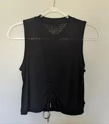 Lululemon  Cinch Me Up Front Tank Veil Black Sheer 4 Cropped Relaxed Fit