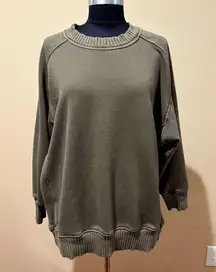 Aerie Olive Green  washed crew neck oversized Cozy sweatshirt M