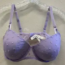 PINK balconette push up Lavender Heart-Patterned Bra 36DDD