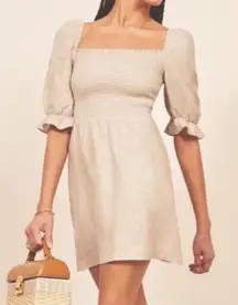 NWT Reformation Cerise mini Dress in sand 100% linen spring summer XS