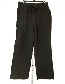 Everlane Women's Black Wide-Leg‎ Ankle Work Pants Size L with Drawstring Closure