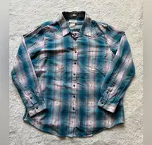 Ariat Real Womens Relaxed Long Sleeve Button Up Shirt Size Large Cowgirl