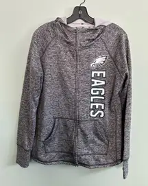 Philadelphia Eagles Gray Marled NFL Team Apparel Full Zip Hoodie Sz L