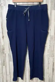 Figs Cordoba Navy Side Cargo Drop Pockets Snap Button Scrub Pants Womens XXL