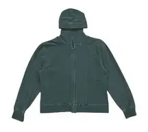 ★ Woolrich Green Zip-Up Women’s Hoodie w/ Vertical Pleated Stitching ★