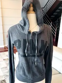 PINK - Victoria's Secret ⭐️VINTAGE⭐️ VICTORIA’S SECRET PINK DARK GREY ZIP-UP HOODIE JACKET