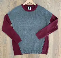 Lora Crew Neck Sweater with Zip Detail Heather Grey / Garnet Size M