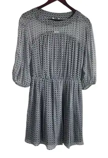 Joie Women Andora 100% Silk Dress XS Black Geometric Mini Chiffon Sheer‎ Dainty