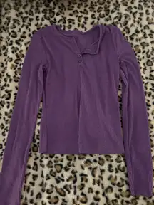 Purple quarter button long sleeve