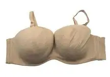 Cacique Beige Boost Multi-Way Strapless Bra Nylon Spandex Underwire 46C