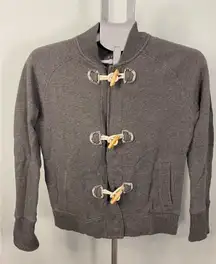 Lands End Canvas 1963 Grey Full Zip Sweatshirt Jacket Toggle Closure Women's S