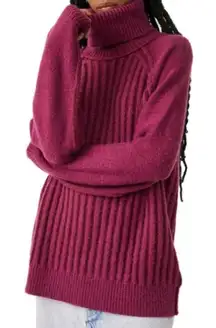 NWT Free People Big City‎ Turtleneck Ribbed Sweater Size XS in Mulberry Garnet