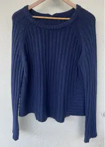 Marc by Marc Jacobs Navy Ribbed Chunky Knit Wool Pullover Sweater Thick Classic