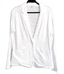 🤍 Caslon Nordstrom Cotton Knit One-Button Unlined Soft Casual White Blazer XL