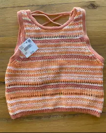 Lace-Up Back Sweater Tank Top