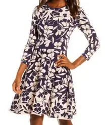 NWOT Eliza J Fit & Flare Navy Floral Sweater Dress Size XL Retail 148.00
