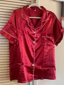 Dark pink satin 2 piece short pajama set (only one set for sale)