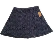 Cape Juby  Skirt Skater Navy Blue Lace Crochet Mini Skirt Size Medium NEW