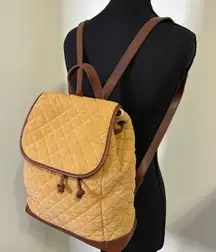 LL Bean Tan Corduroy and Lather Backpack Purse