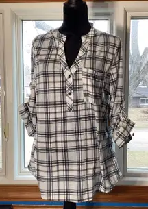 Blue And White Plaid Half Sleeve Shirt