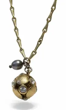 Lia Sophia Gold Tone Crystal‎ Accented Sphere Pendant Necklace Women's