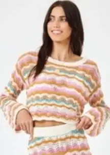 L'SPACE XS Sun Ray colorful Cotton cropped Sweater