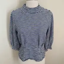 Madewell Mockneck Structured Top in Stripe M