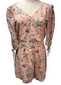 Le Lis Baby Pink Floral Romper Womens Medium Rayon Open Back Short‎ Sleeve