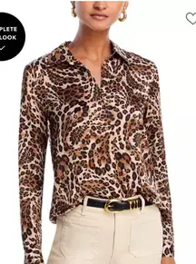 NWT L'AGENCE Tyler Silk Printed Long Sleeve Blouse sizelarge button down blouse