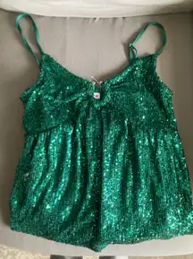 Green Sequined Tank Top