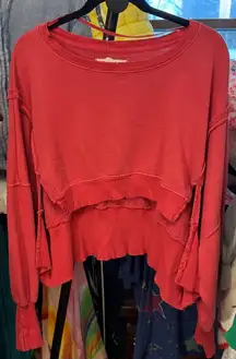 NWT Free People We The Free Camden Cropped Sweatshirt - red convertible - XS