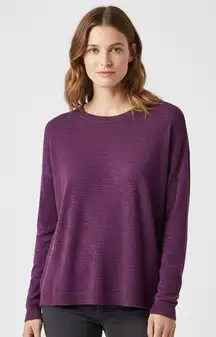 Eileen Fisher Purple Organic Linen & Cotton Jewel Neck Size Small NWOT