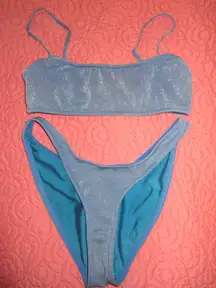 Blue Sparkly Triangl Bikini