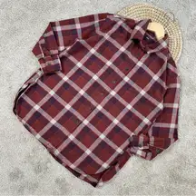 Uniqlo Women’s Flannel Button Down Shirt Top Longsleeve Cotton in Brown Size M