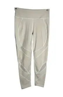 Sweaty Betty The Power Legging Cream Mesh Panel Mid Rise Athletic Leggings Small