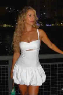 Zara mini dress balloon cut out Elegant off White Sleeveless Dress